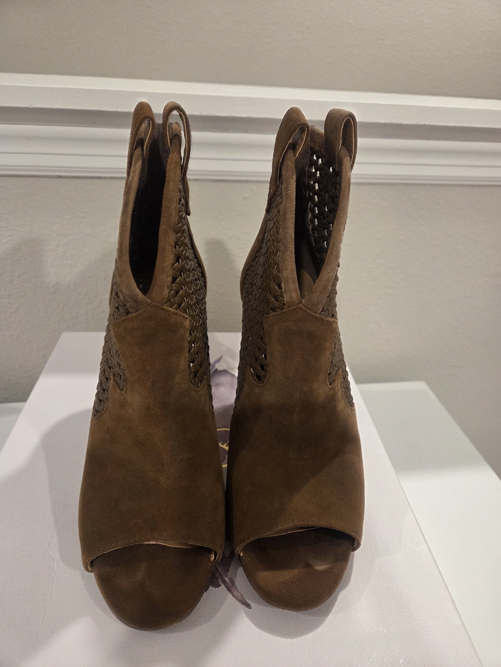 Jessica Simpson Women's Open-Toe Suede Booties in Brown